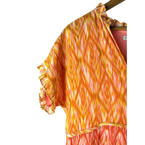 Rare Marie Oliver Tiered Maxi Dress Multi-color Print Ruffle Neck, Women's Small - Picture 9 of 14